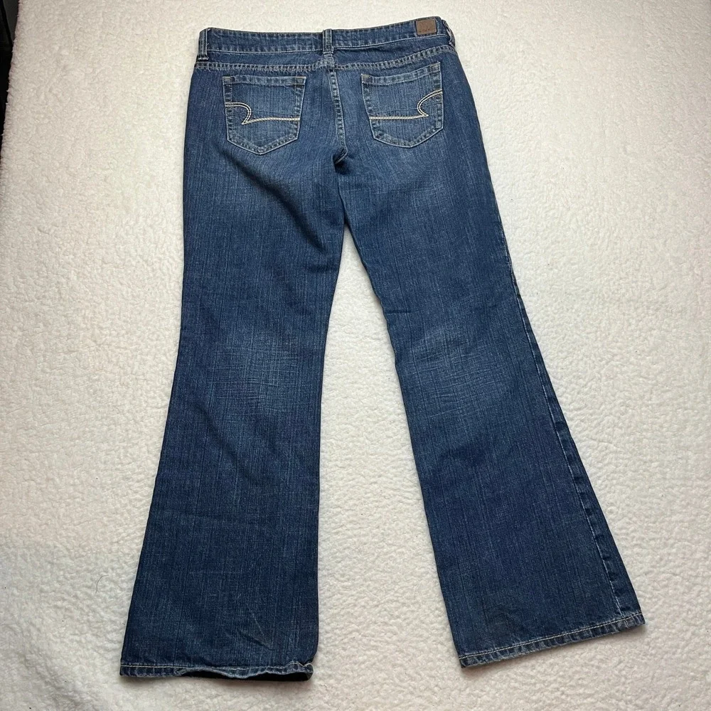 American Eagle Jeans Womens 10 Reg Blue Favorite Boyfriend Mid Rise Flare Cotton - Picture 8 of 10